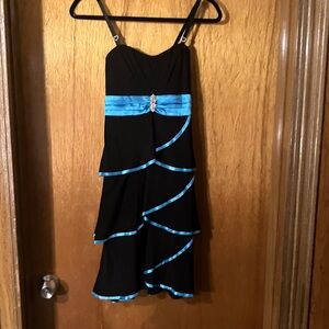 Chic Black and Blue High Low Dress